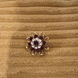 Original Coro Vintage 1940's Gold Tone Purple and Crystal Brooch
